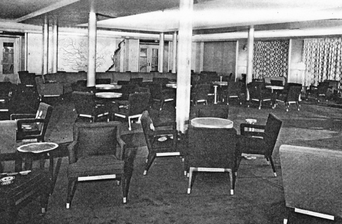 Cabin class lounge with Meière’s Mississippi, Father of Waters
